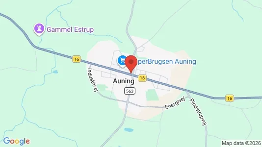 Restaurantlokaler til salg i Auning - kort over placeringen