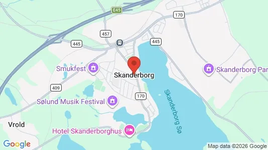 Restaurantlokaler til leje i Skanderborg - kort over placeringen